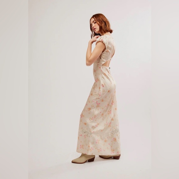 NWOT FREE PEOPLE - BUTTERFLY BABE MAXI DRESS IN CREAM COMBO - Picture 5 of 5